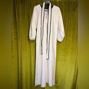 RECREO San Miguel White Cotton Poplin Sleeve Maxi Tent Dress with Puff Sleeves